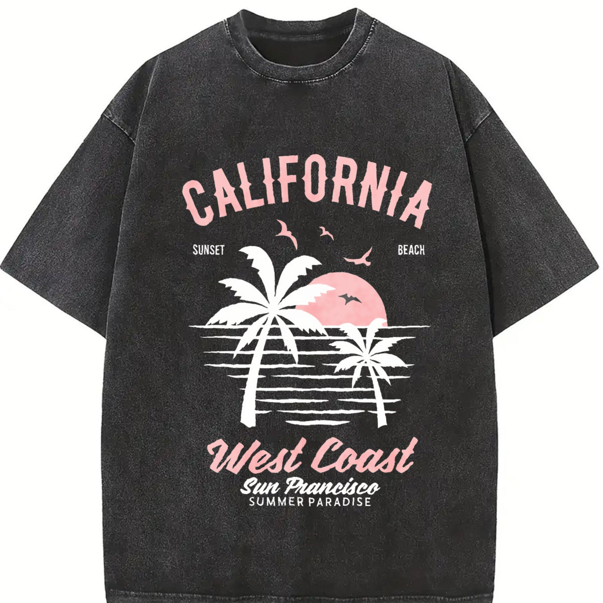 California - Surf Beach With Palm Trees Vintage Washed product image 2