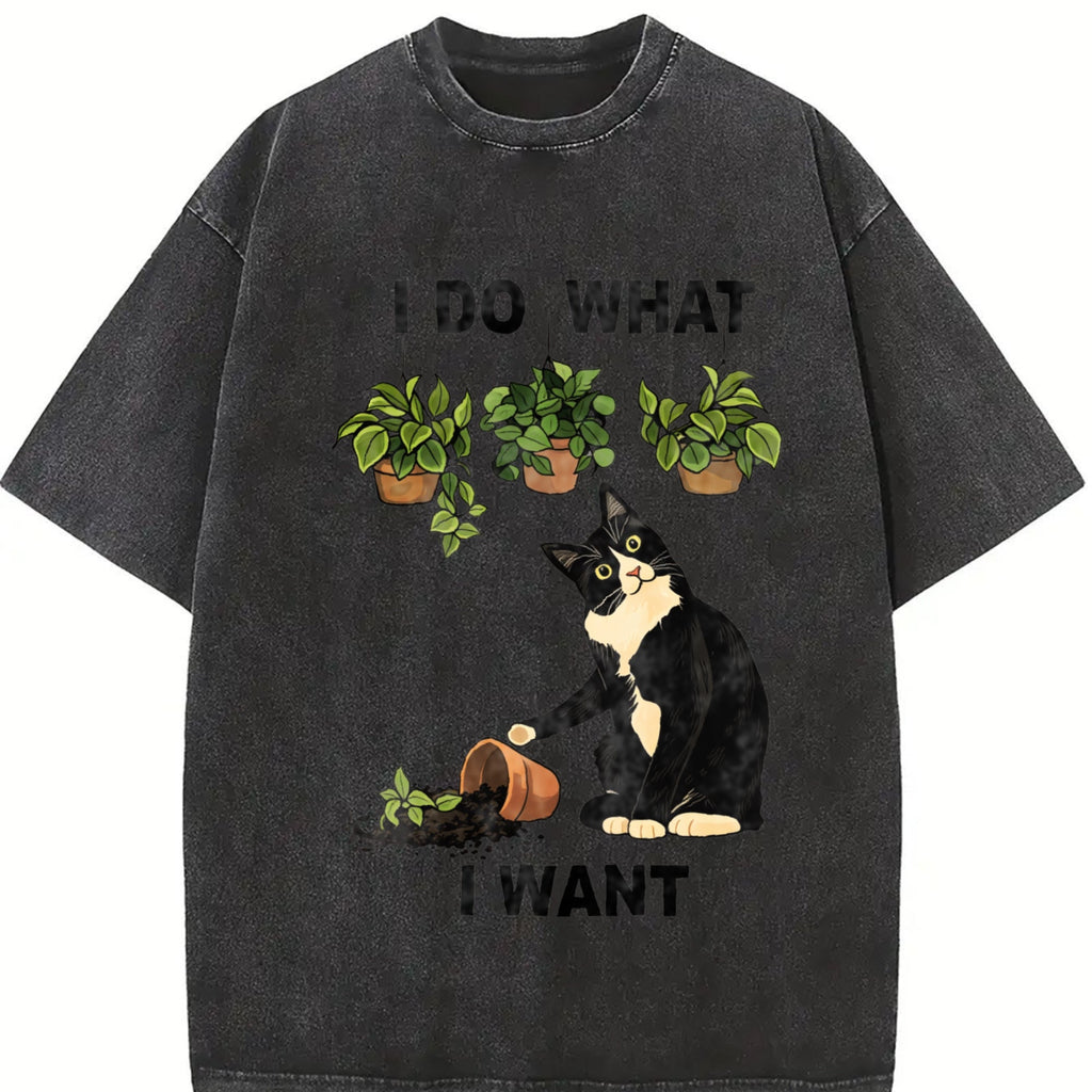 I Do What I Want Cat Vintage Washed T-Shirt product image 2