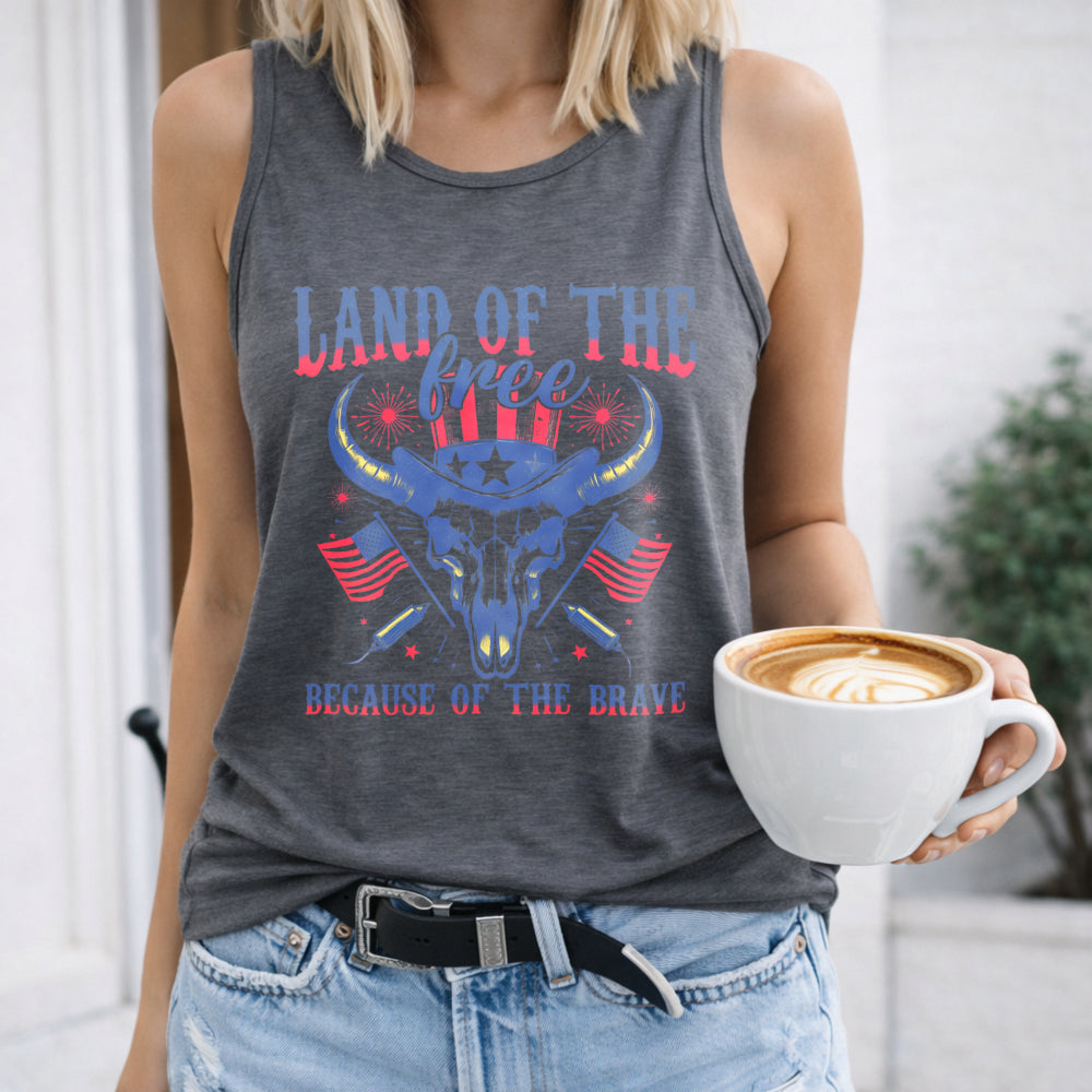 Land Of The Free Because Of The Brave - Patriotic Women's Tank Top
