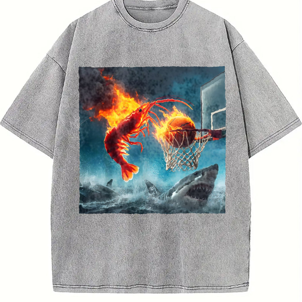 100 Shrimp Dunking On Shark Funny Fishing Meme Vintage product image 5