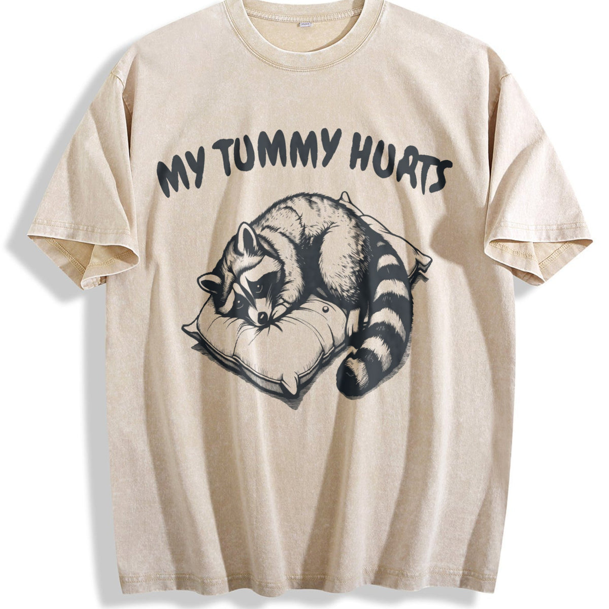 Cute Raccoon My Tummy Hurts 90s Vintage Washed T-Shirt product image 1