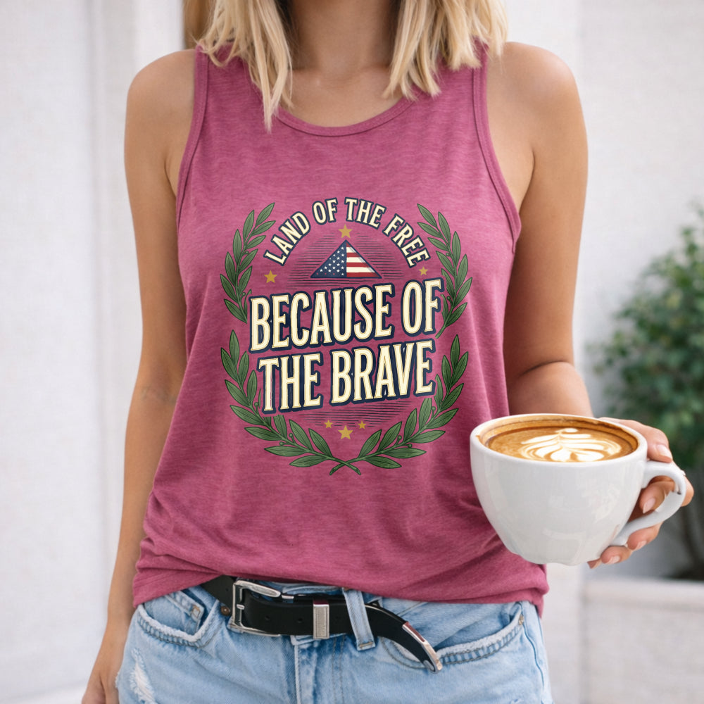 Land Of The Free Because Of The Brave Veteran Tribute Women's Tank Top