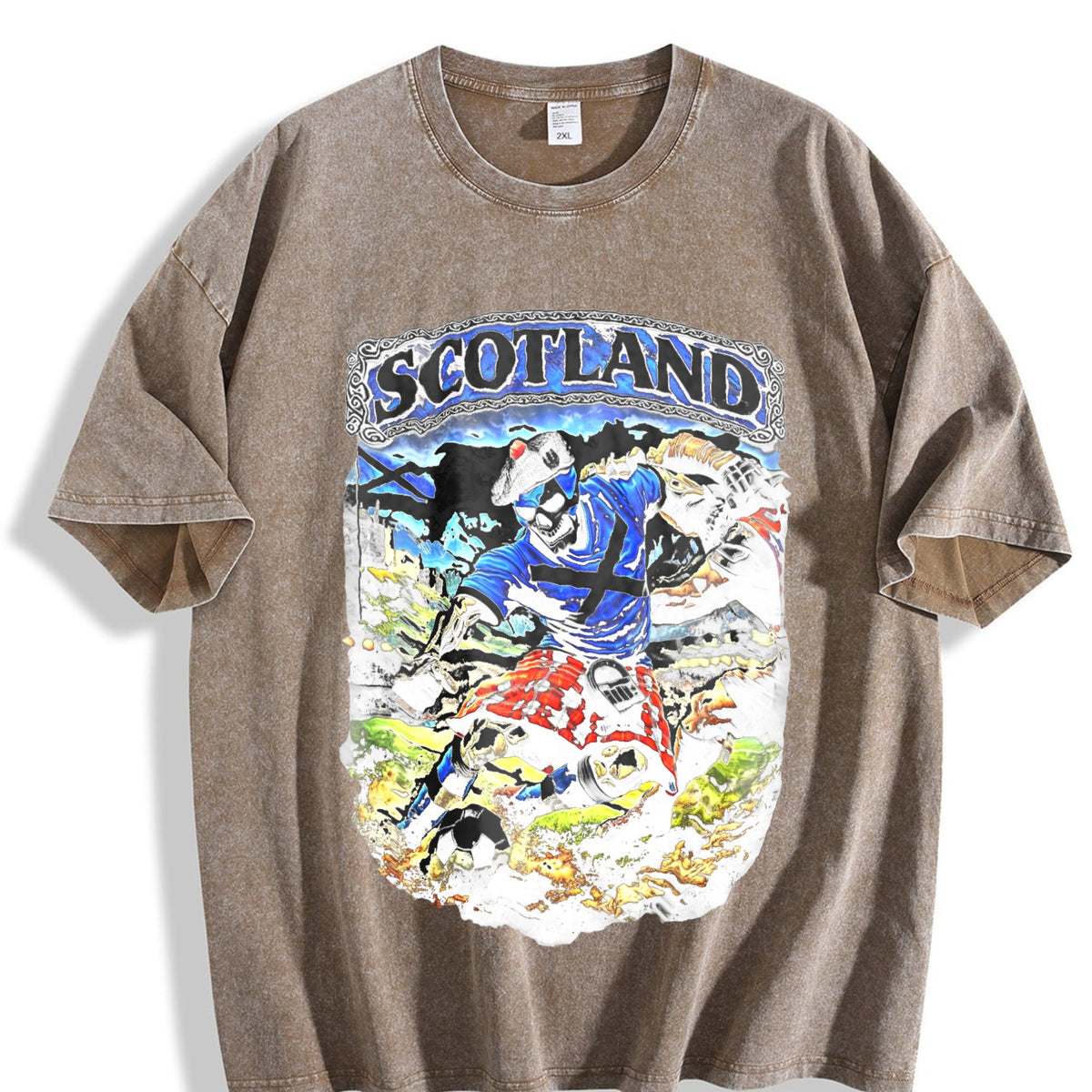 Scotland Skeleton Tartan Kilt Football Tank Vintage Washed product image 3