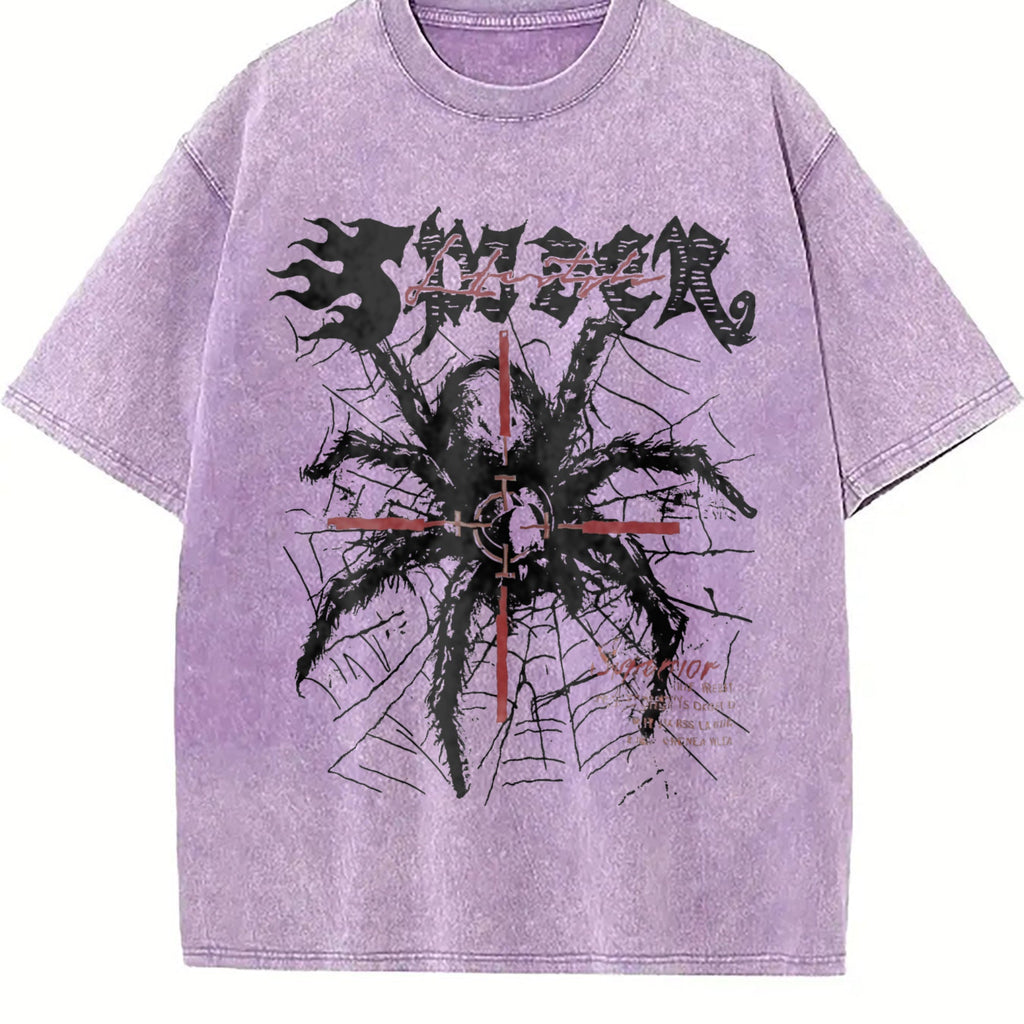 2 Piece Gothic Spider Cross & Shorts Set Vintage Washed product image 6