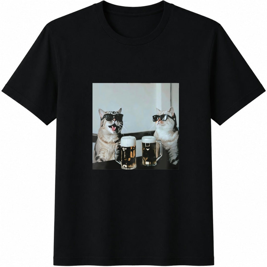 Funny Cats Drinking Beer Cotton T-Shirt product image 1