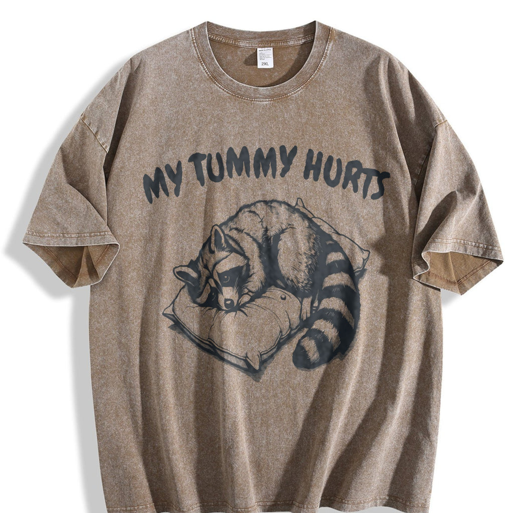 Cute Raccoon My Tummy Hurts 90s Vintage Washed T-Shirt product image 3
