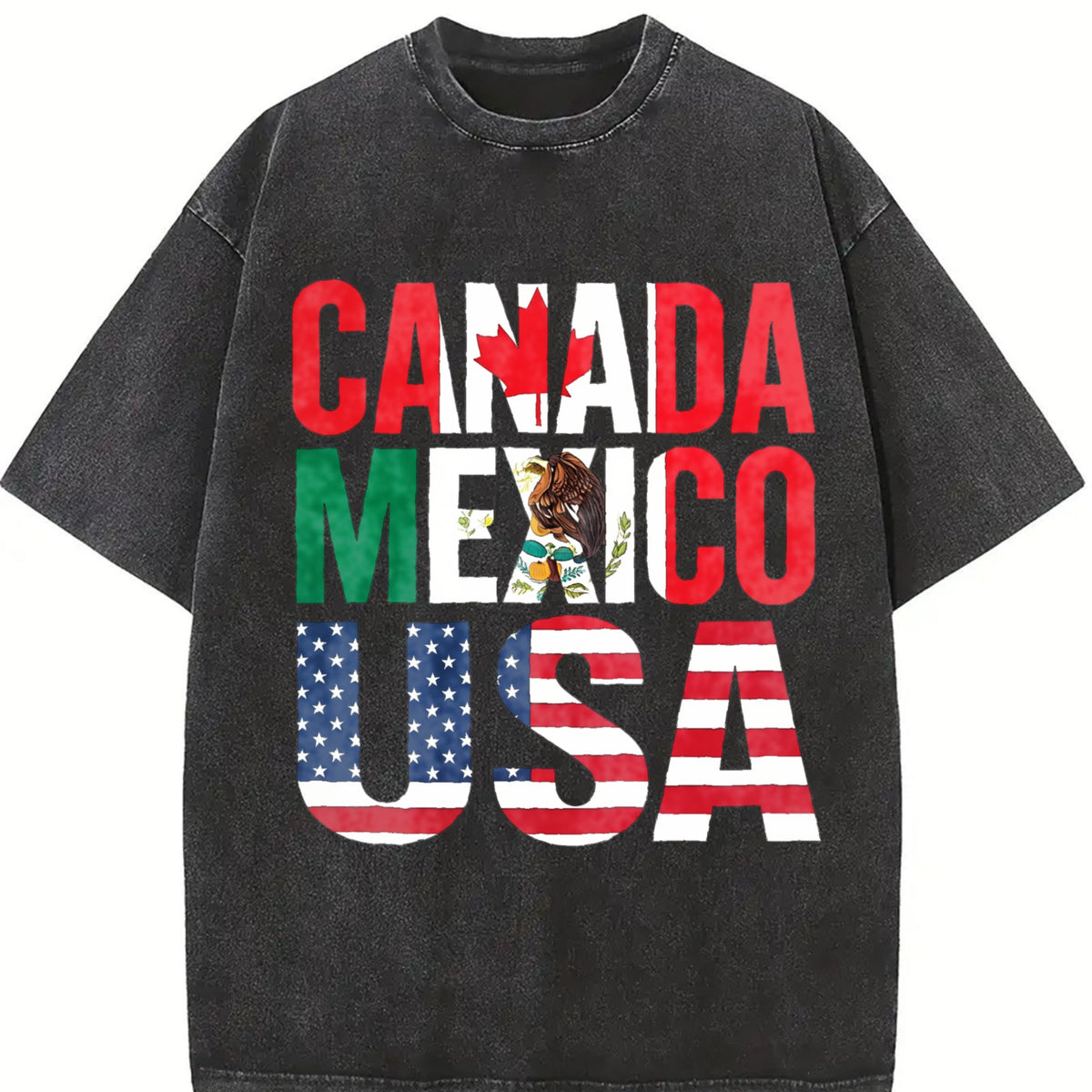 Can Mex USA Country Flag Letter Vintage Washed T-Shirt product image 2