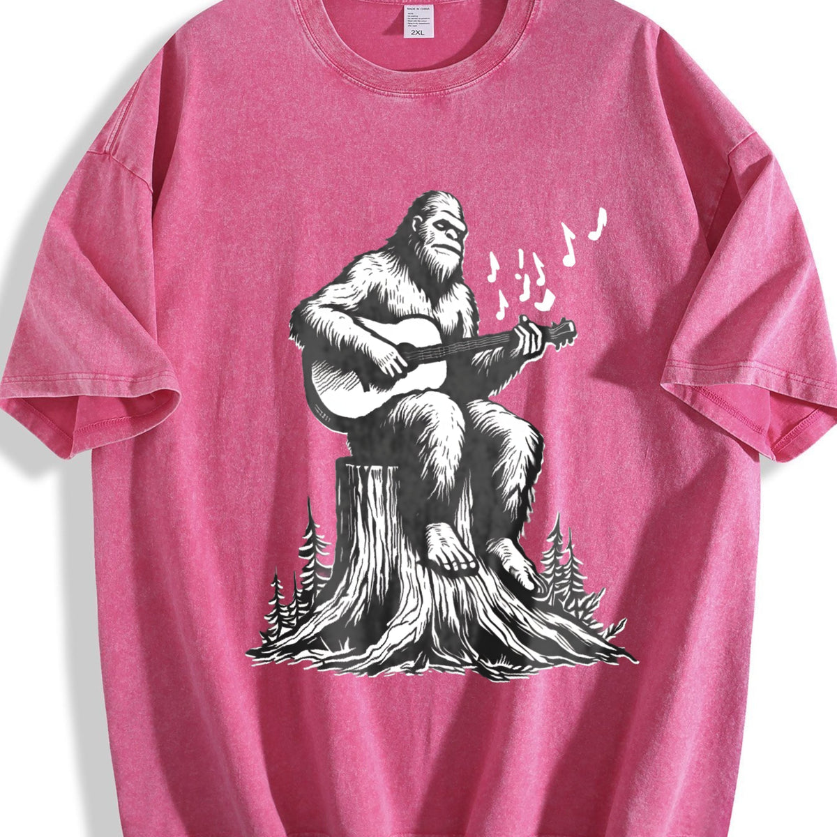 Bigfoot Playing Guitar Funny 90s Vintage Washed T-Shirt product image 7