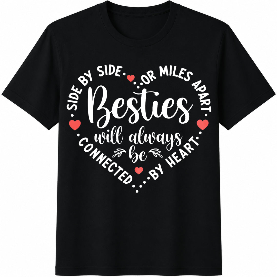 Besties Connected By Heart Cotton T-Shirt product image 1