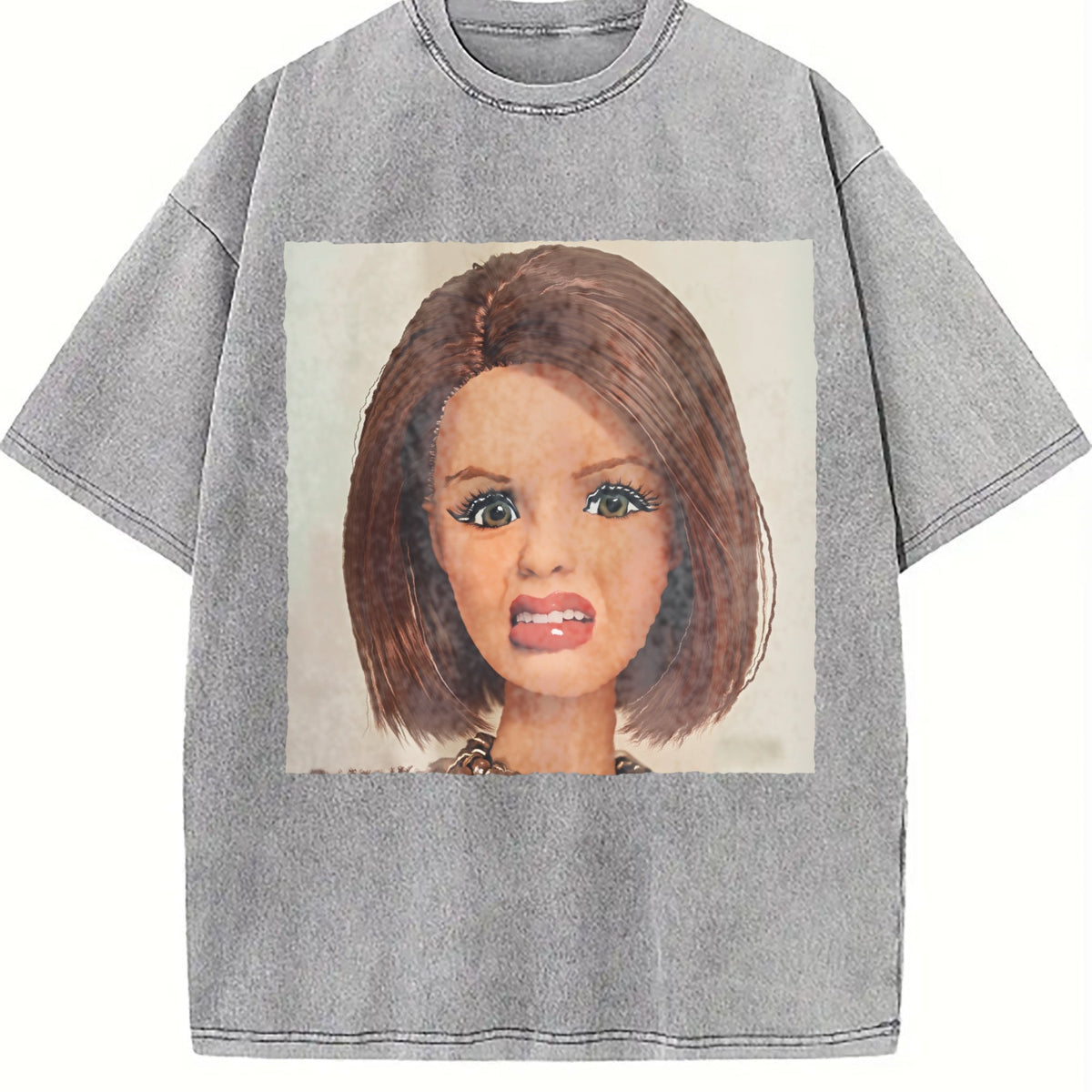 Funny Red Haired Doll Face Vintage Washed T-Shirt product image 5