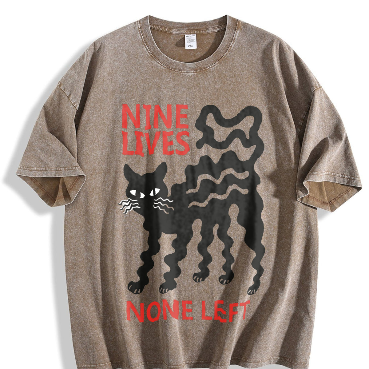 Nine Lives Cat Vintage Washed T-Shirt product image 3