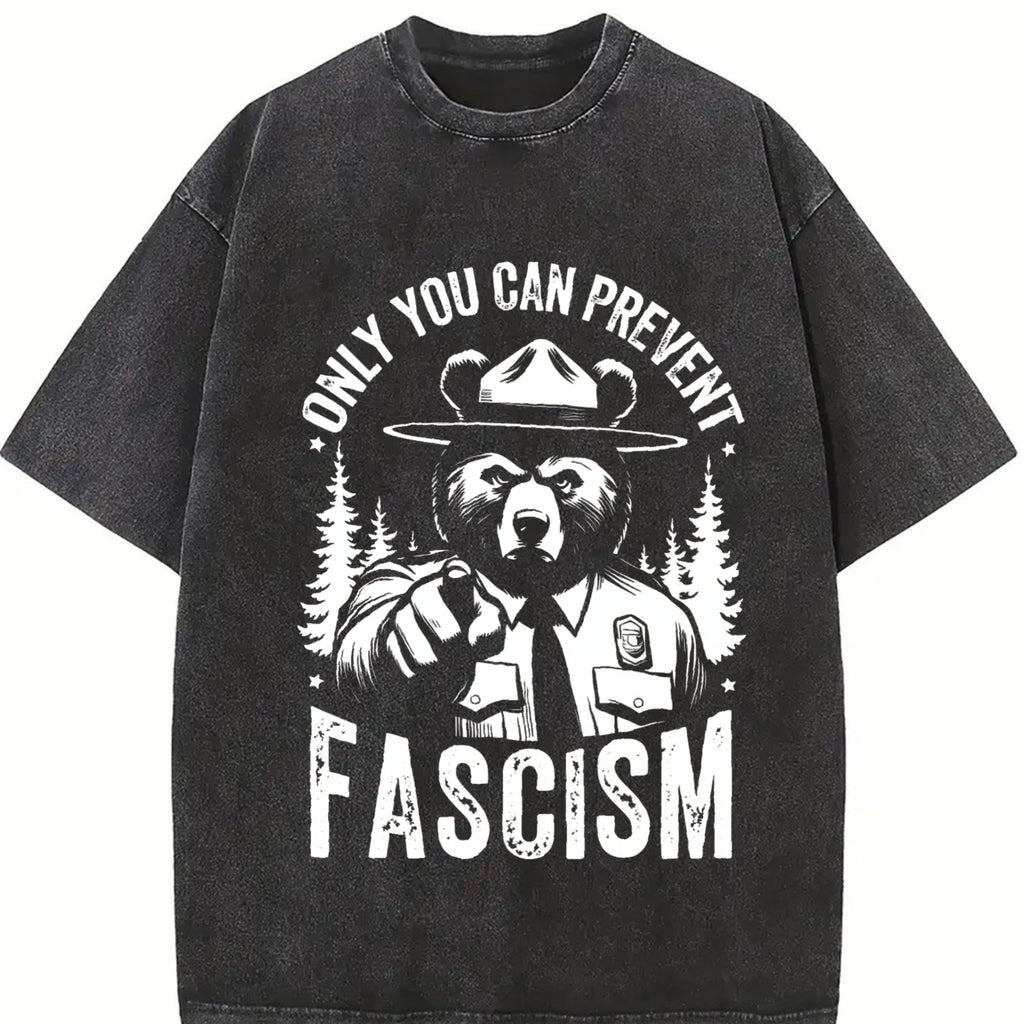 Only You Can Prevent Fascism Raccoon Vintage Washed T-Shirt product image 2