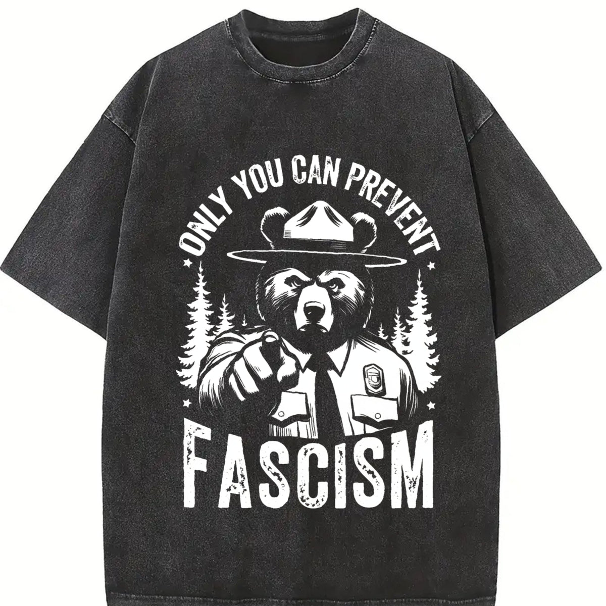 Only You Can Prevent Fascism Raccoon Vintage Washed T-Shirt product image 2