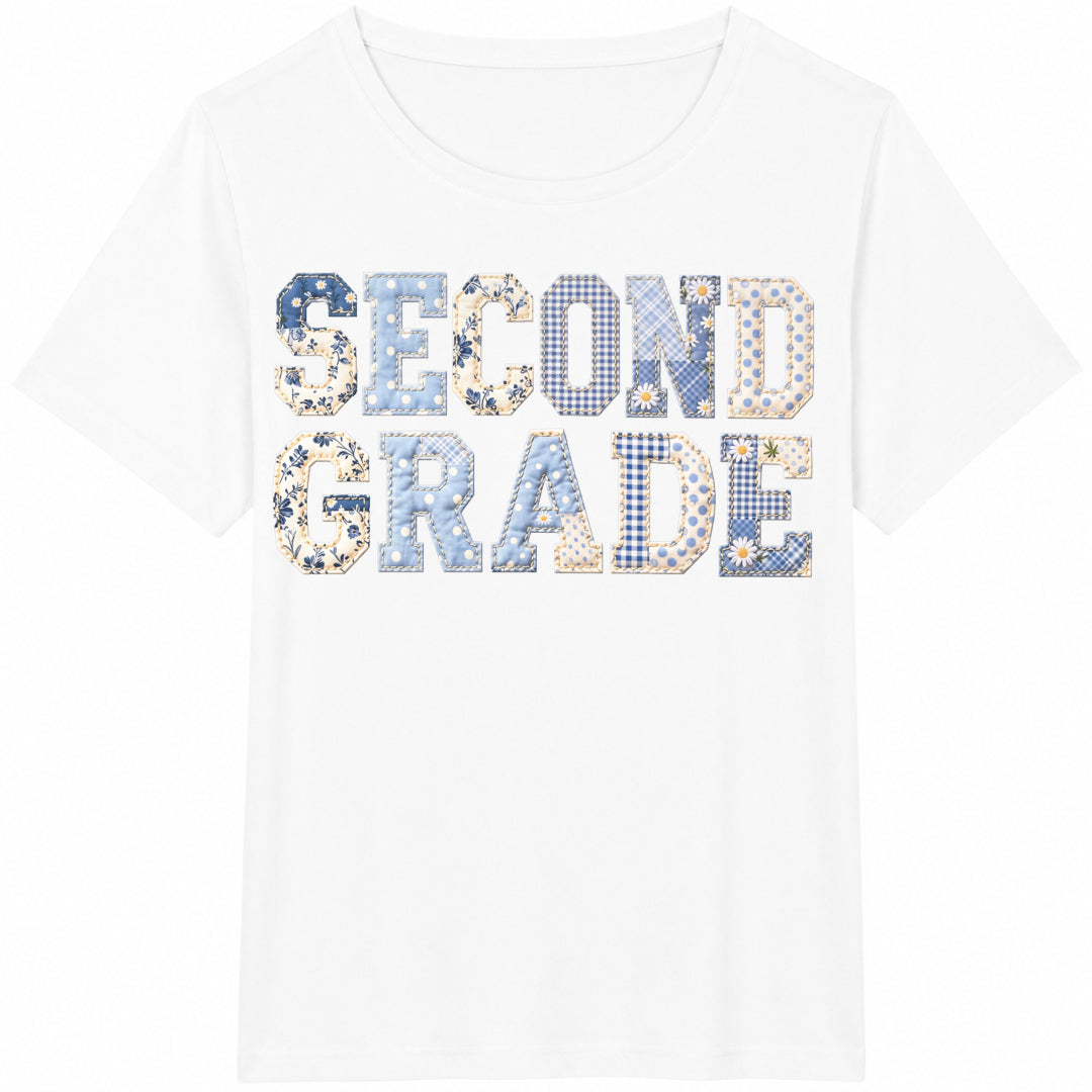 Second Grade Teacher 2nd Matching Group Floral Blue Faux product image 2