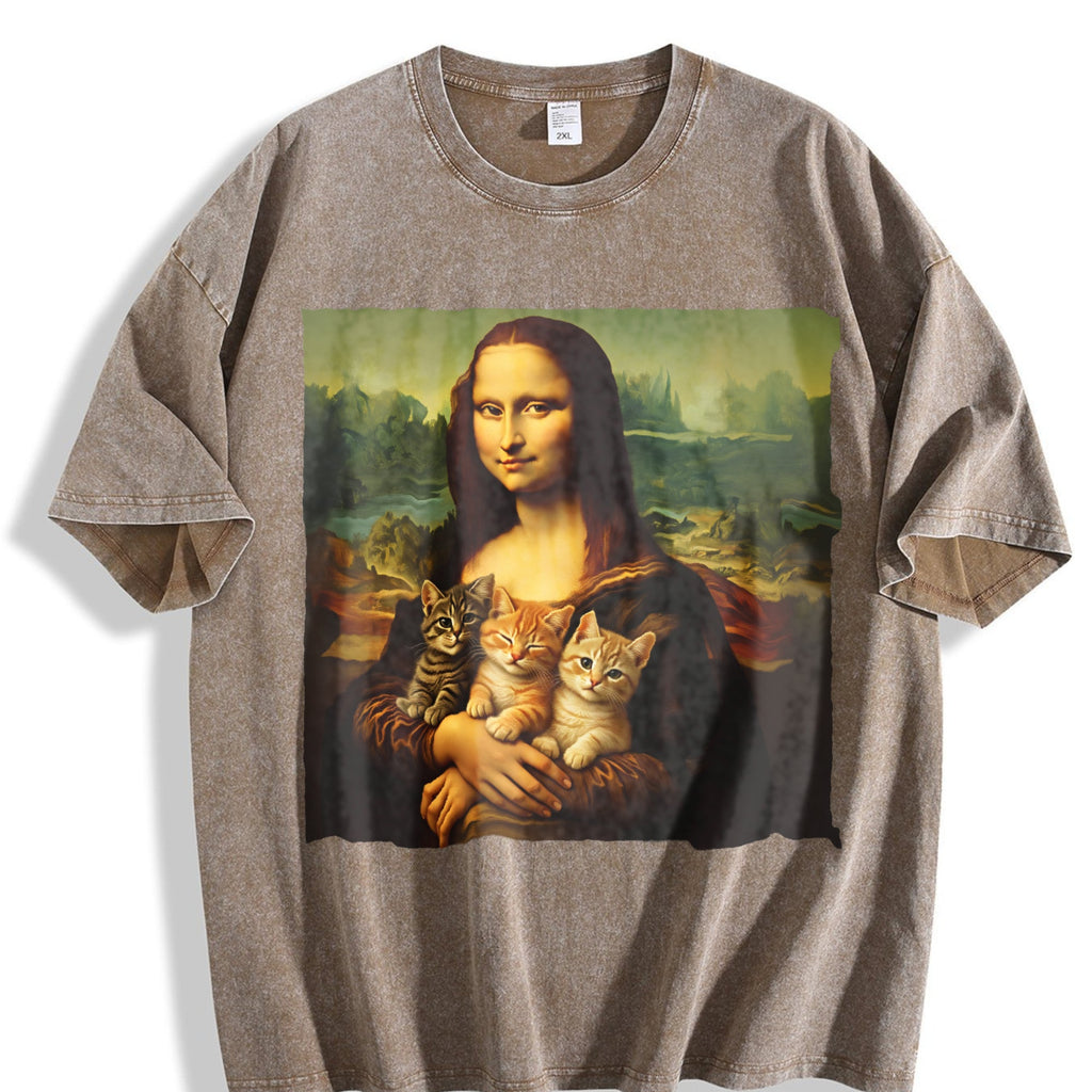 Mona Lisa Cat Vintage Washed T-Shirt product image 3