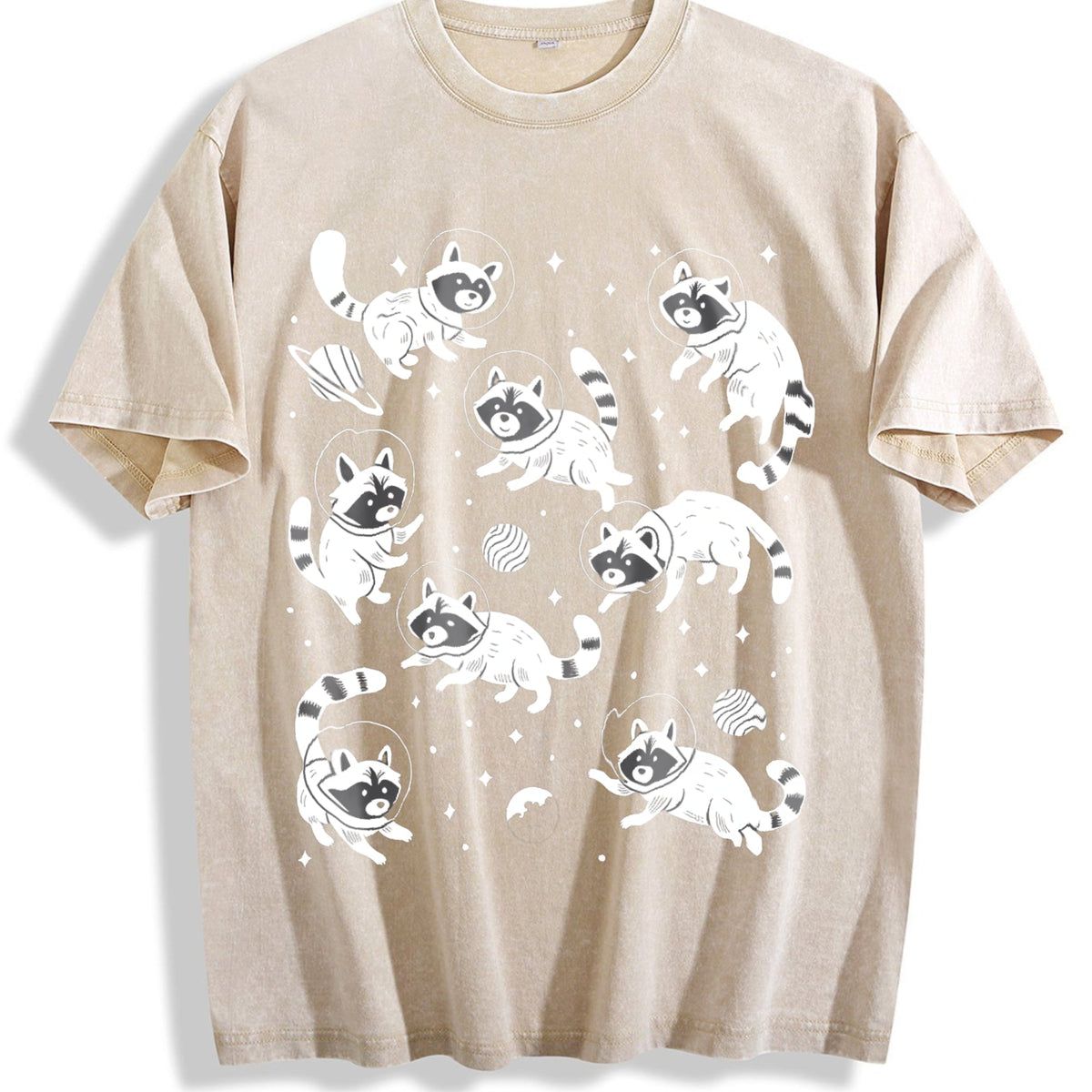 Raccoon In Space 90s Vintage Washed T-Shirt product image 1