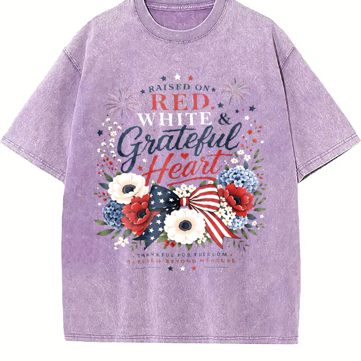 4th Of July - Red White Grateful Heart Floral Patriotic product image 6