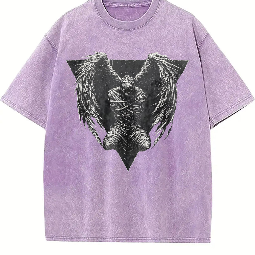 Dark Angel Winged Statue Vintage Washed T-Shirt product image 6