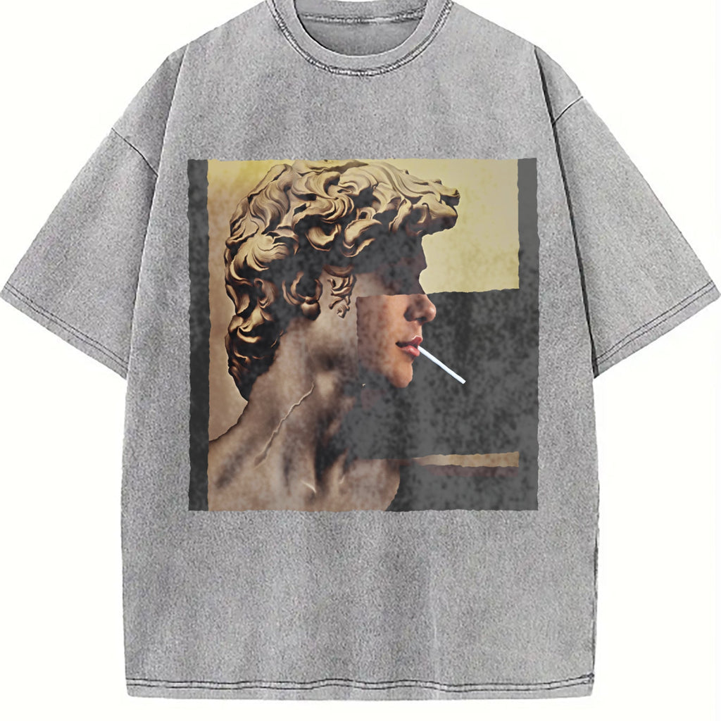 Classical Statue Portrait Collage Vintage Washed T-Shirt product image 5