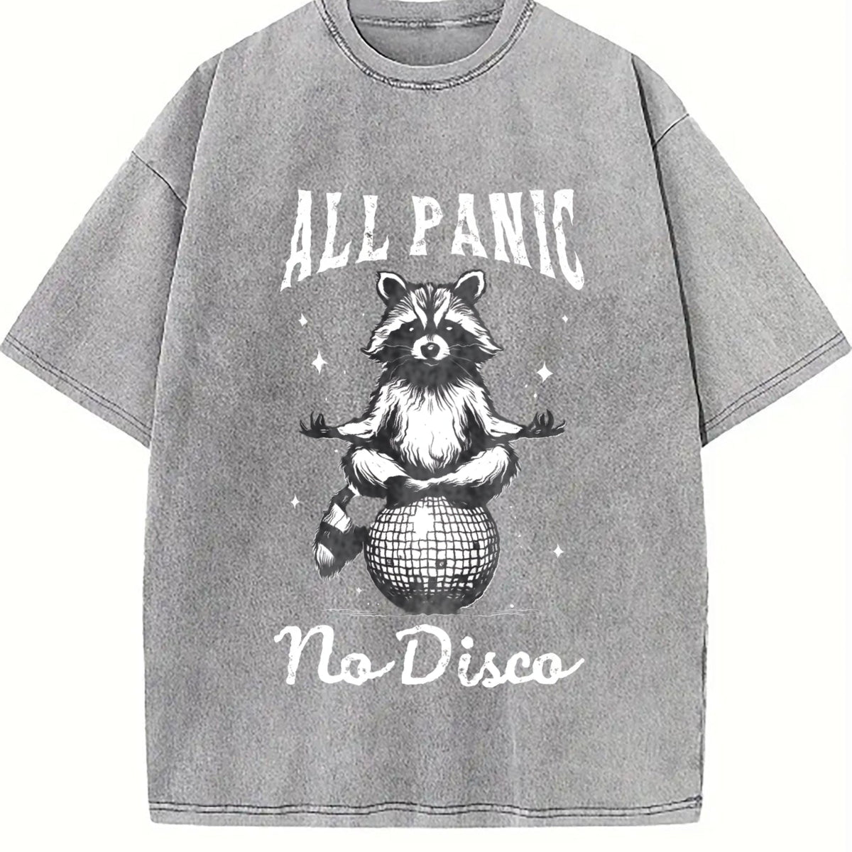 Funny Raccoon All Panic No Disco 90s Vintage Washed T-Shirt product image 5