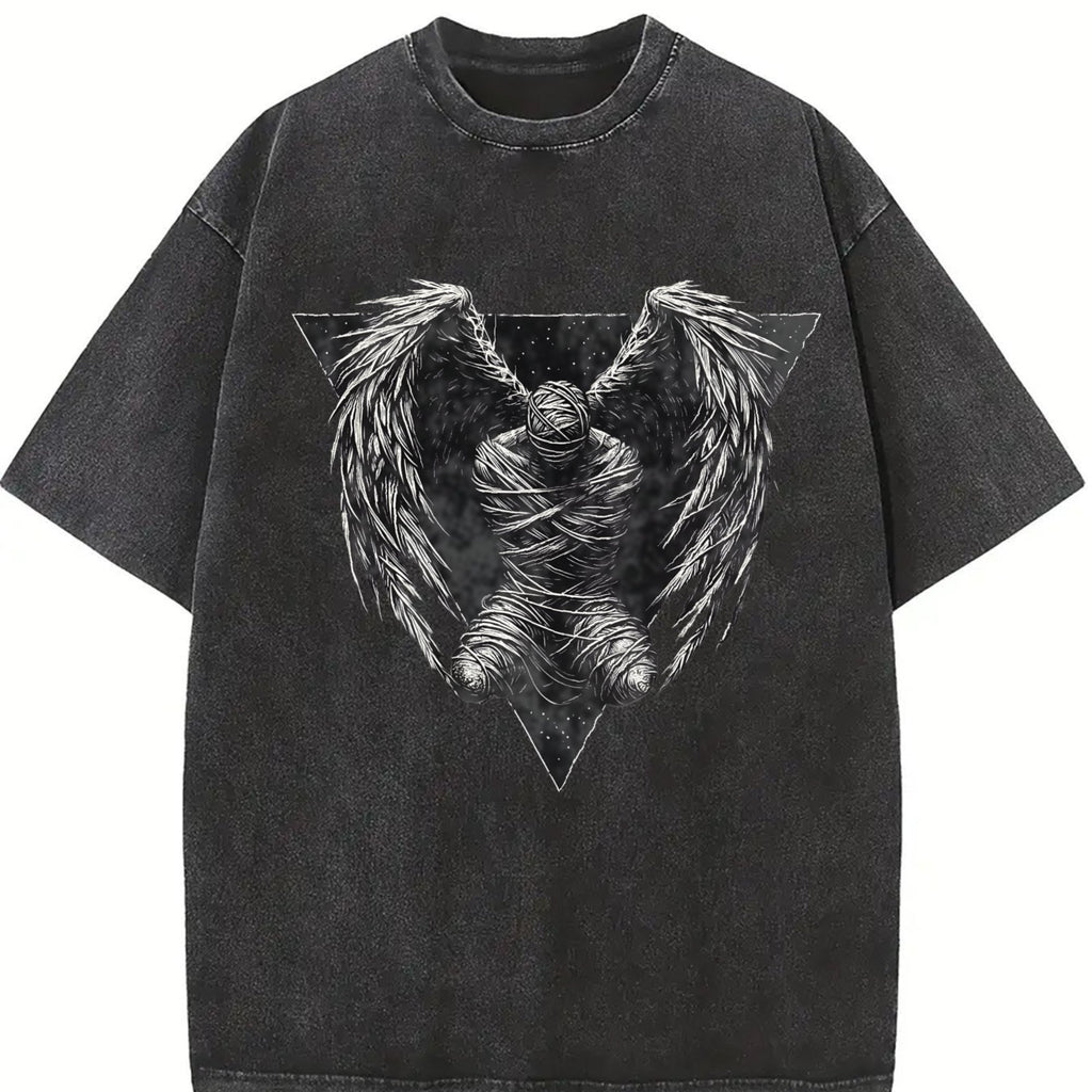Dark Angel Winged Statue Vintage Washed T-Shirt product image 2