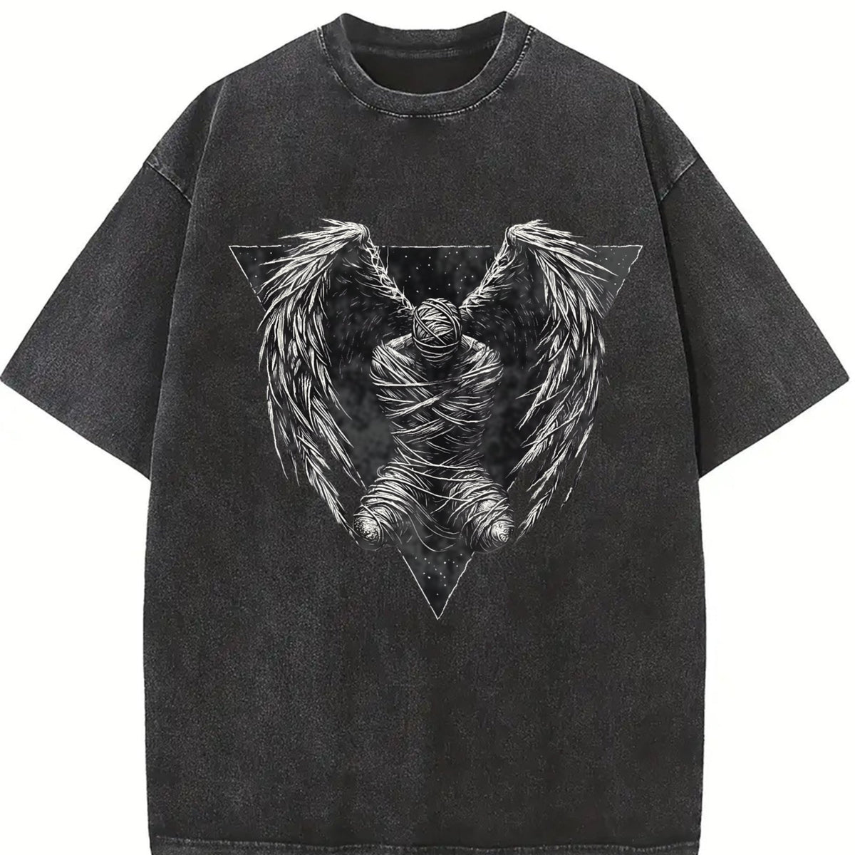 Dark Angel Winged Statue Vintage Washed T-Shirt product image 2