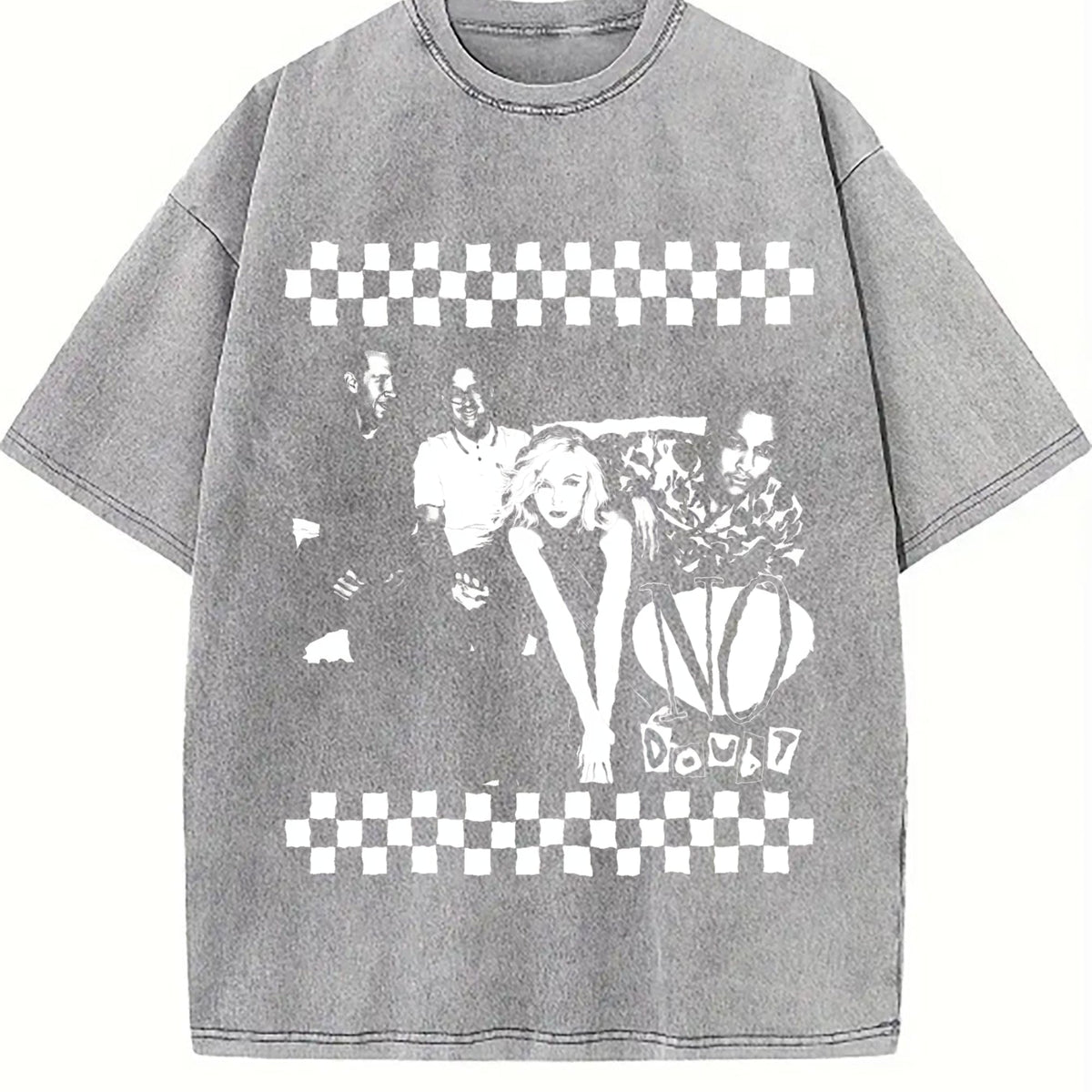 No Good Checkerboard Cat Vintage Washed T-Shirt product image 5