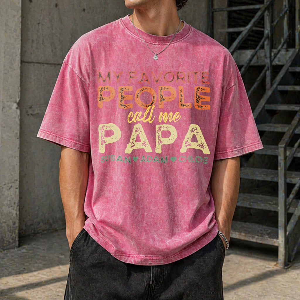 Grandpa With Grandkids Names Vintage Washed T-Shirt product image 7