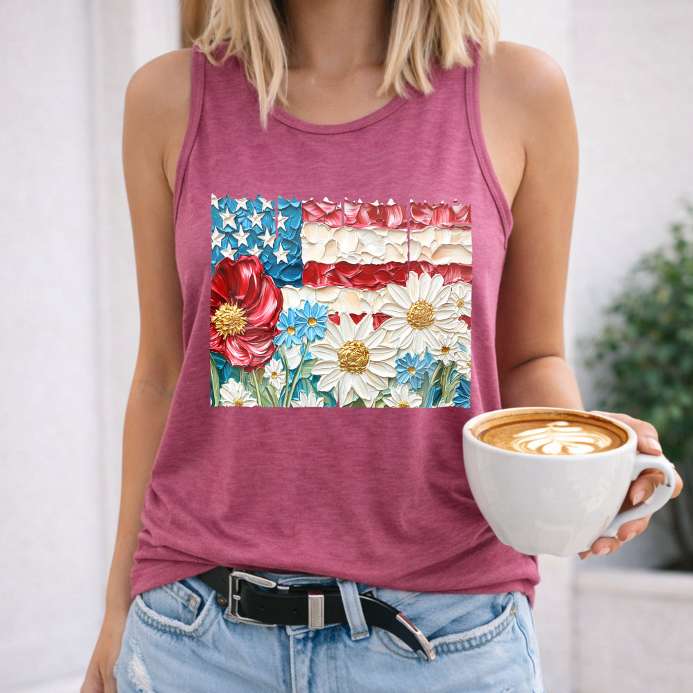 Floral 4th Of July Women's Tank Top