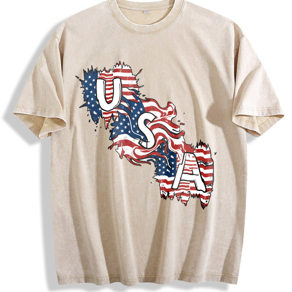 USA Flag Y2K Boxy Aesthetic Summer Vibes Lived-in Vintage product image 1