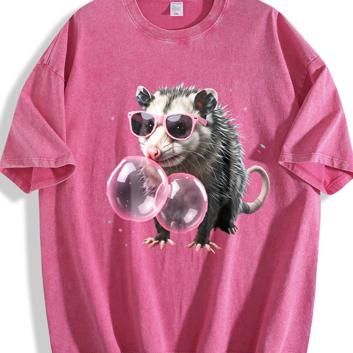 Opossum With Pink Glasses Vintage Washed T-Shirt product image 7