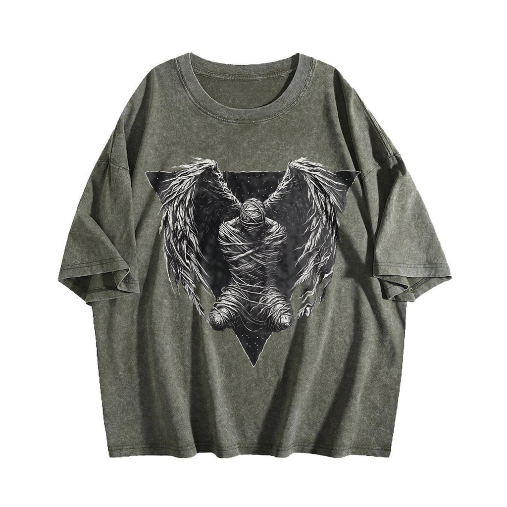 Dark Angel Winged Statue Vintage Washed T-Shirt product image 4