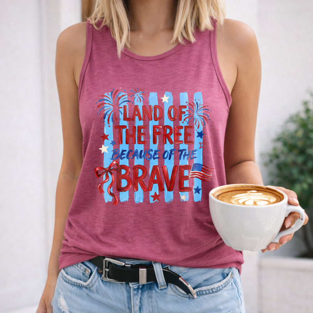 Land Of The Free Because Of The Brave - Patriotic USA Women's Tank Top