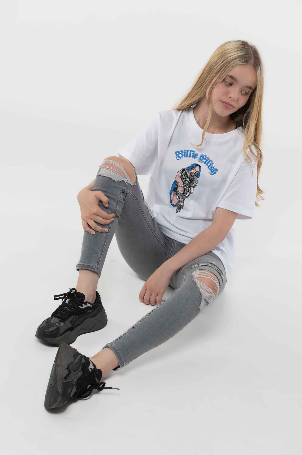 Billie Eilish Kids Bling Logo White T Shirt product image 5