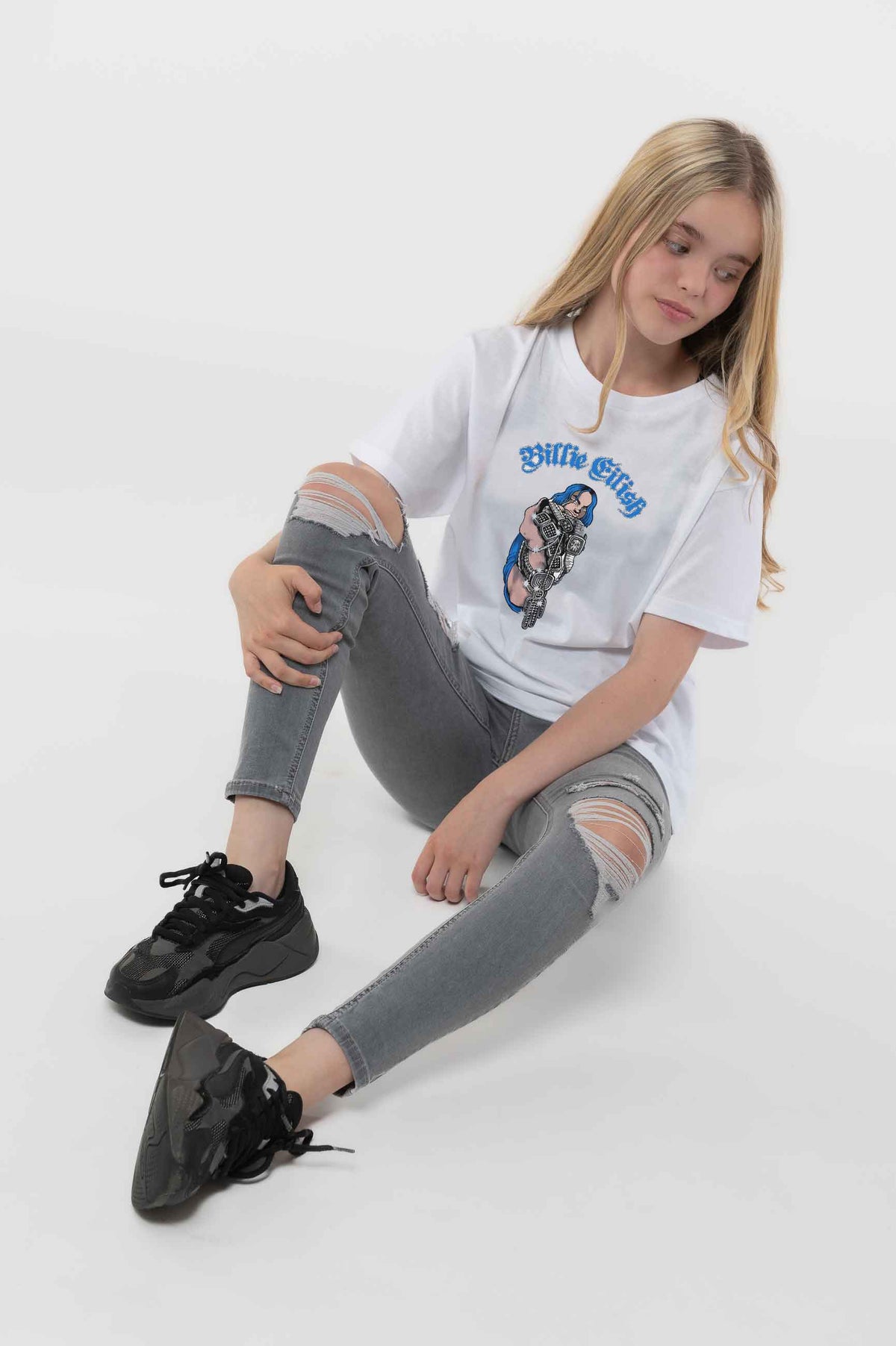 Billie Eilish Kids Bling Logo White T Shirt product image 5
