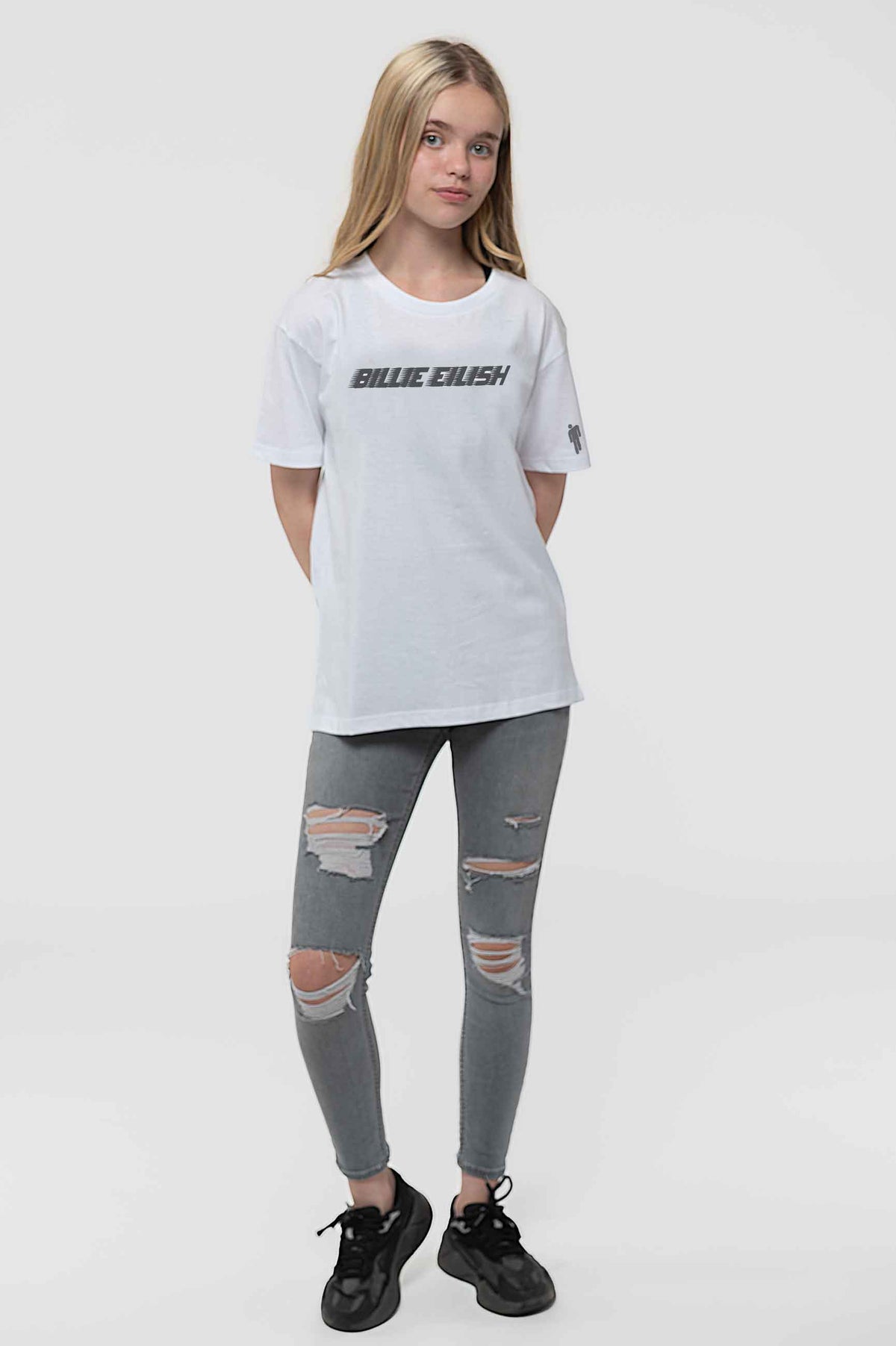 Billie Eilish Kids Black Racer Logo T Shirt product image 2