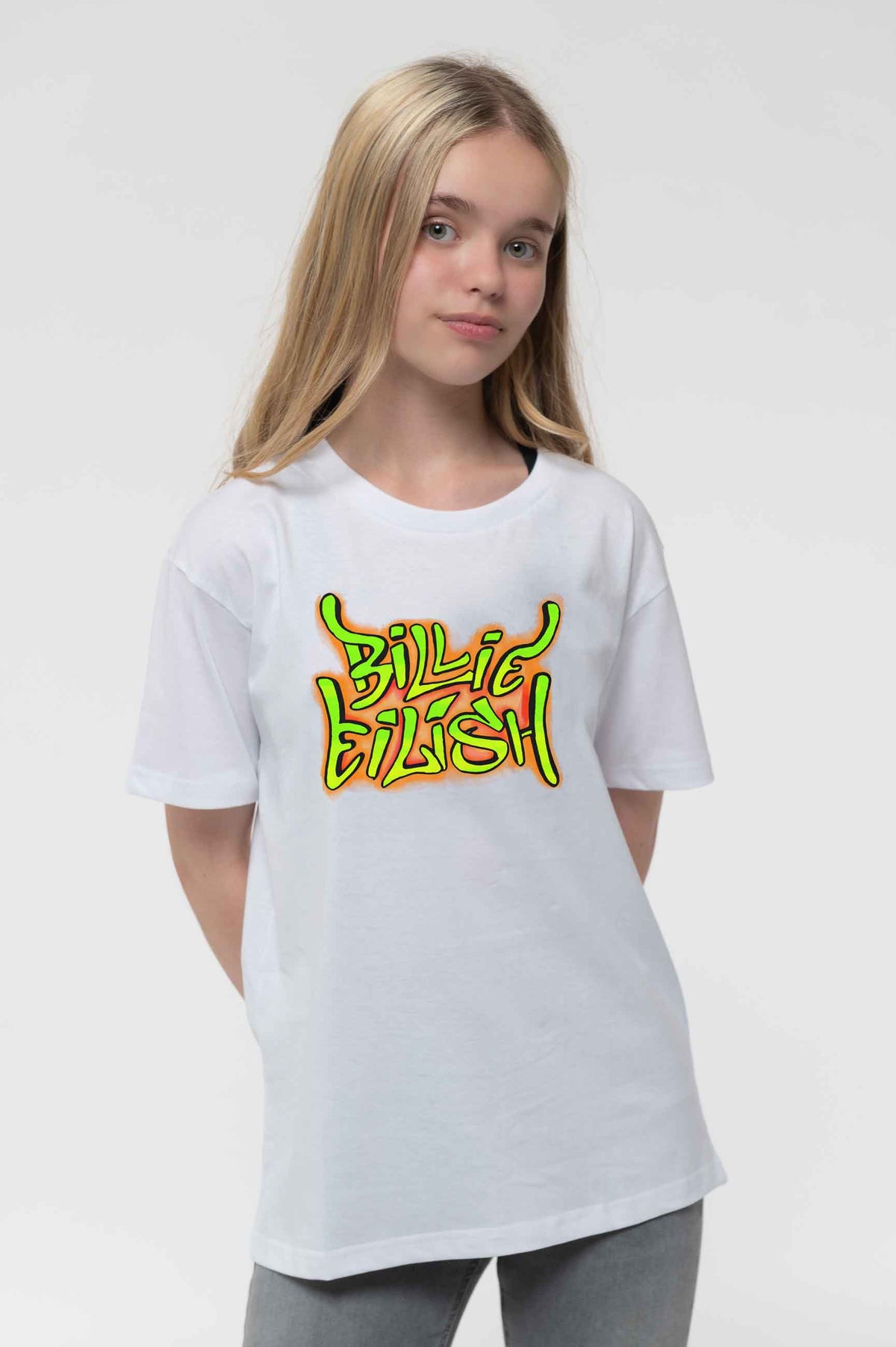 Billie Eilish Kids Graffiti Logo White T Shirt product image 1