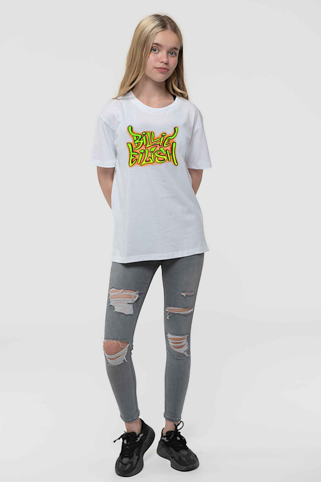 Billie Eilish Kids Graffiti Logo White T Shirt product image 2