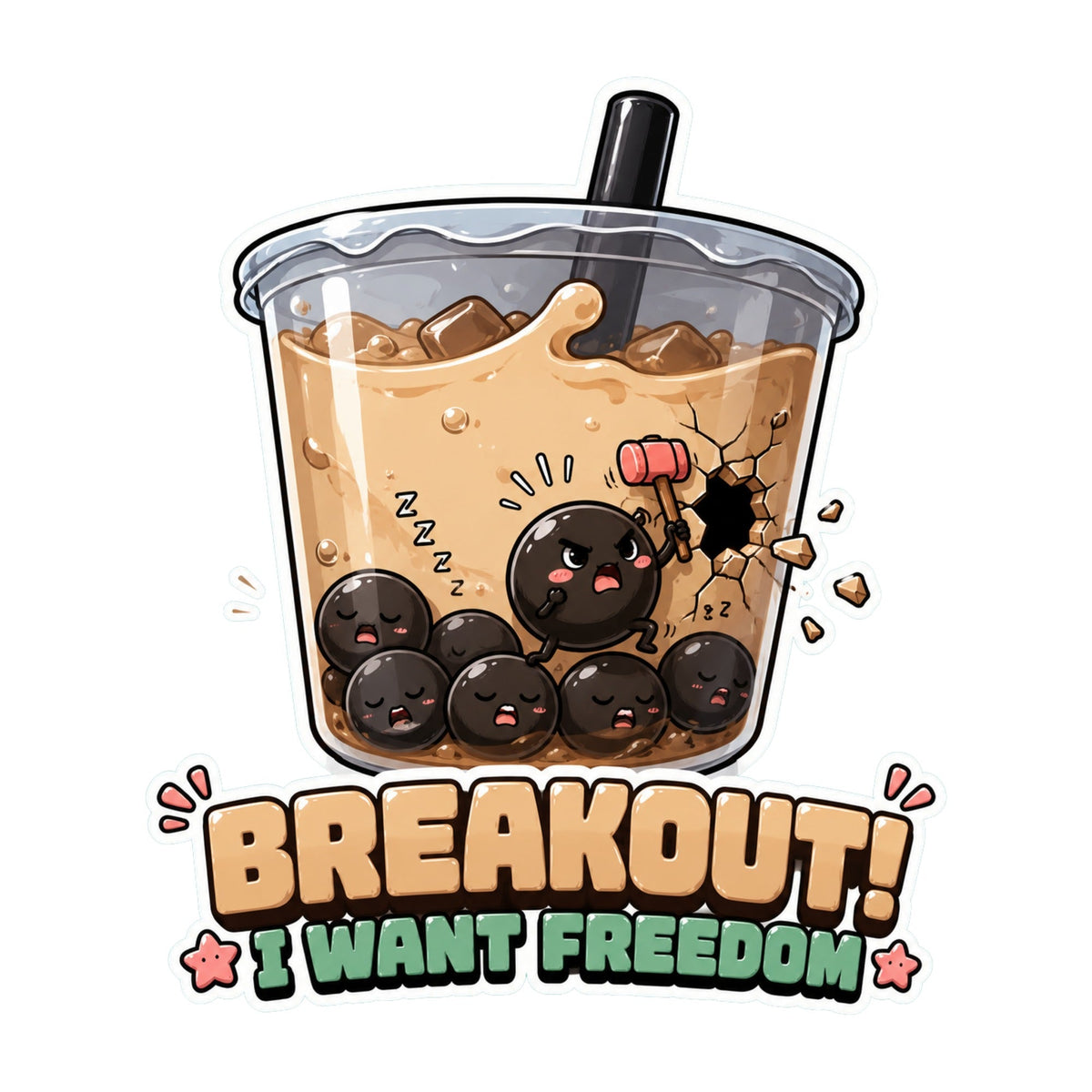Breakout! I Want Freedom - Funny Boba Pearl Milk Tea product image 3