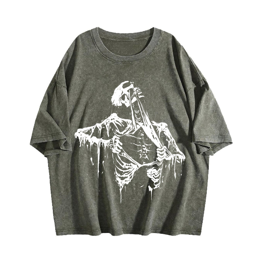 Skeleton Ripping Rip Cage 90s Vintage Washed T-Shirt product image 4