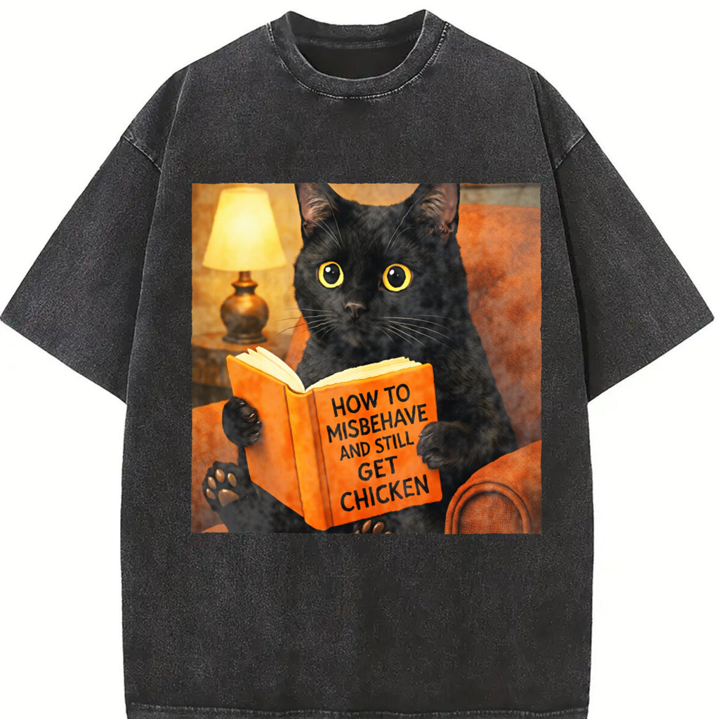Funny Cat Vintage Washed T-Shirt product image 2