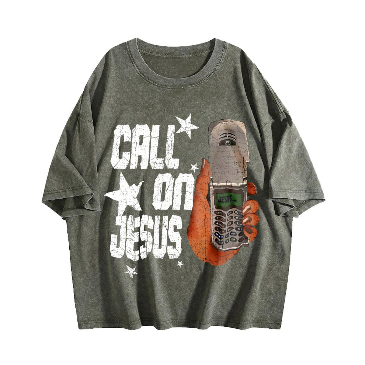 Call On Jesus Flip Phone White Religious Vintage Washed product image 4