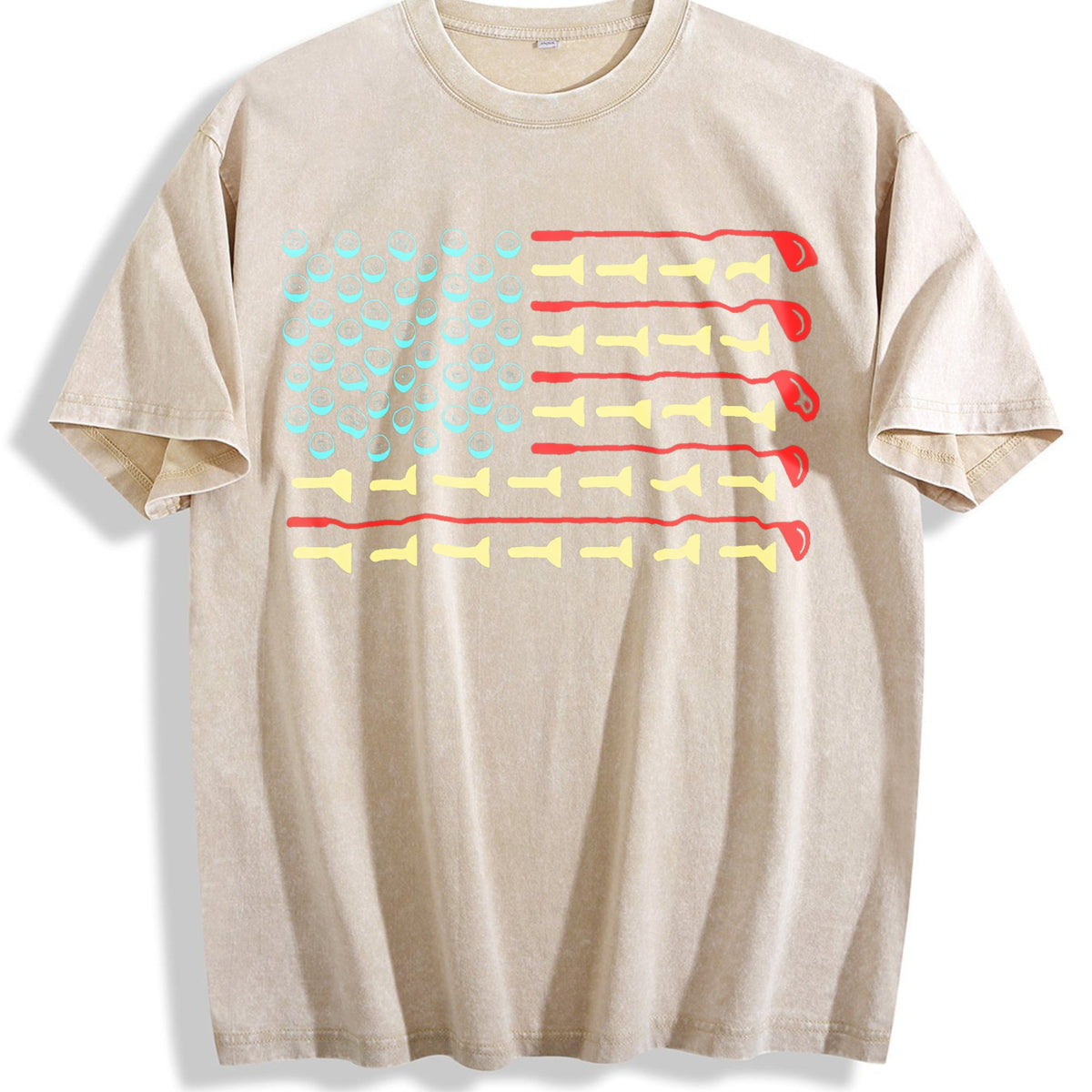 Golfer American Flag Vintage Washed T-Shirt product image 1