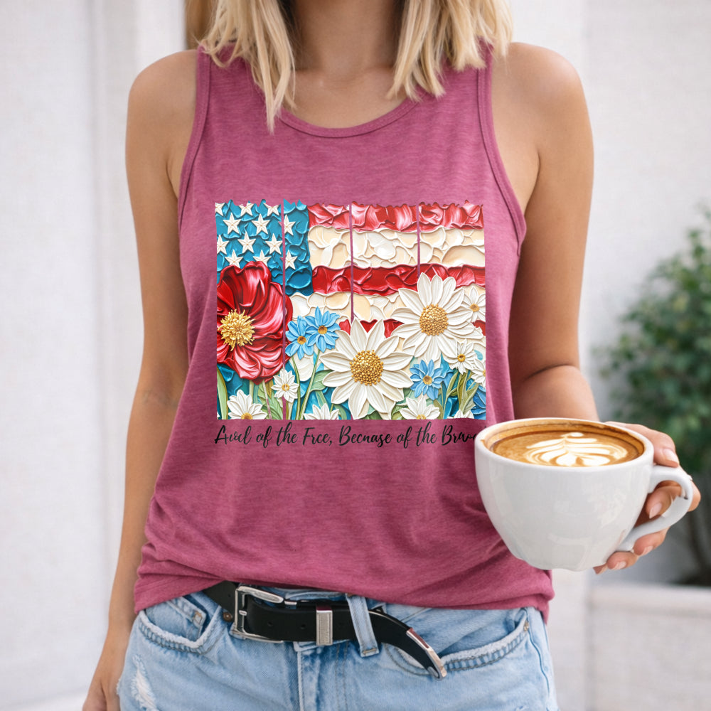 Land Of The Free Because Of The Brave Fourth Of July Women's Tank Top