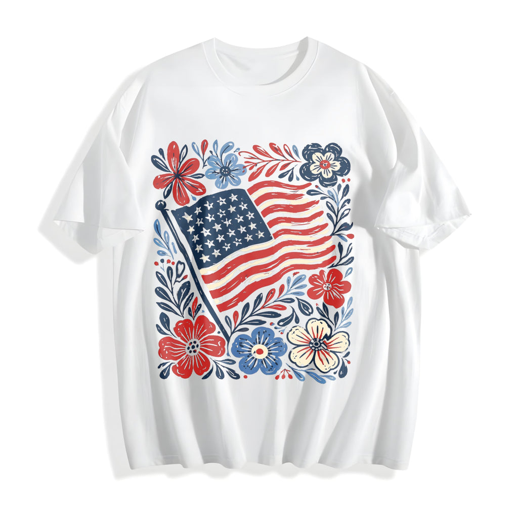 American Flag Floral Cotton T-Shirt product image 2