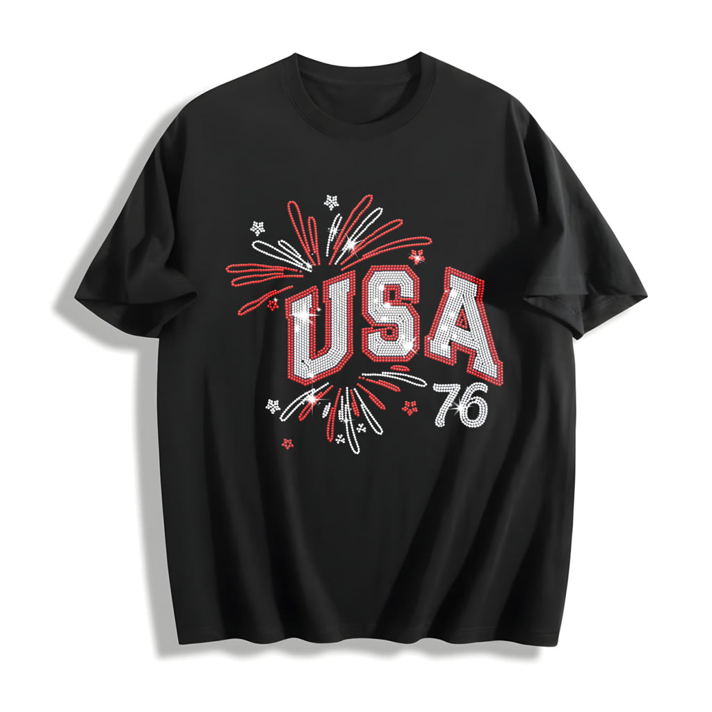 USA Rhinestone : Patriotic Bling Cotton T-Shirt product image 1