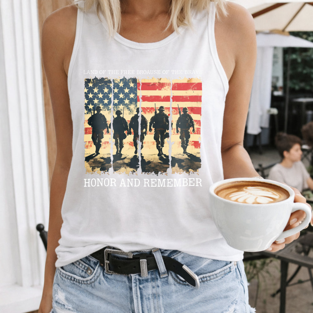 Land Of The Free Because Of The Brave Honor And Remember Women's Tank Top