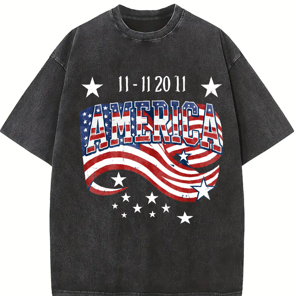 Patriotic 11-11 America Flag 100 Boxy Y2K Aesthetic Vintage product image 2