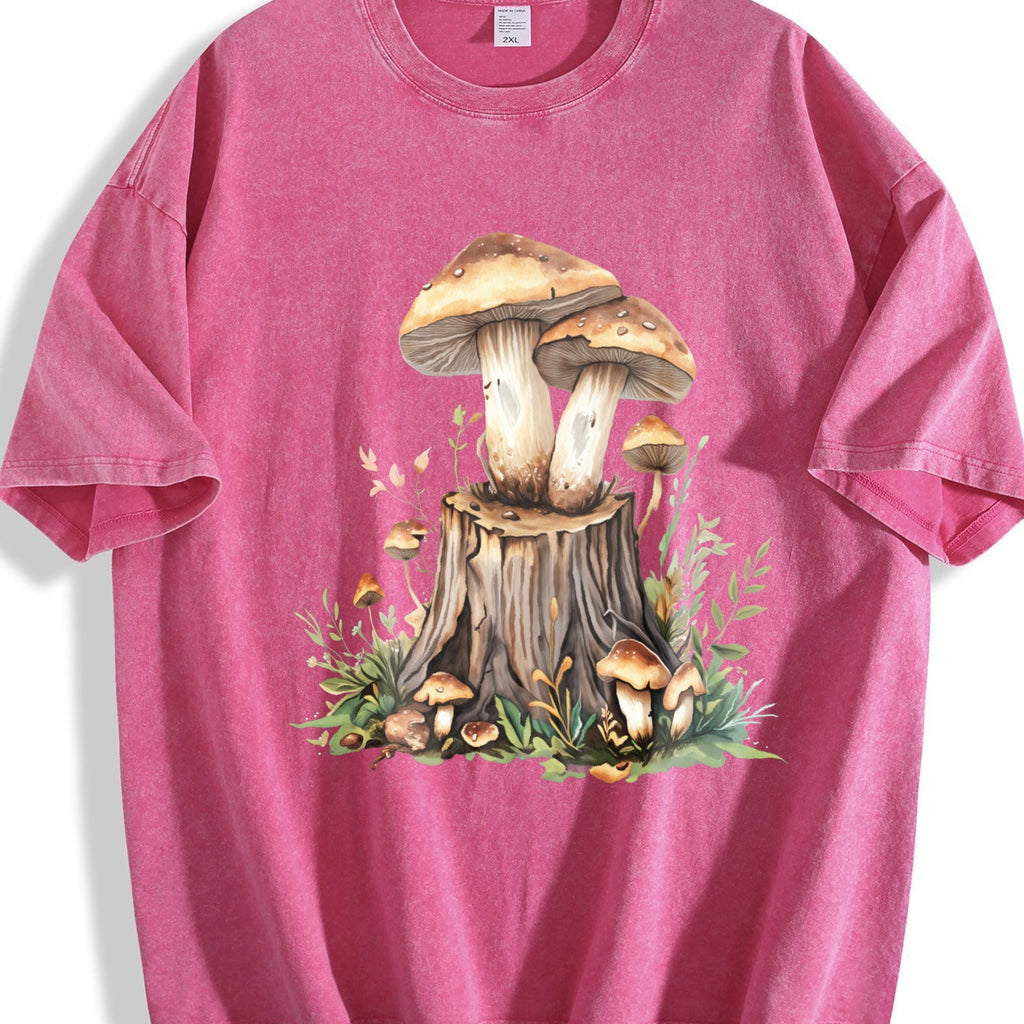 Mushroom On The Tree Stump Vintage Washed T-Shirt product image 7