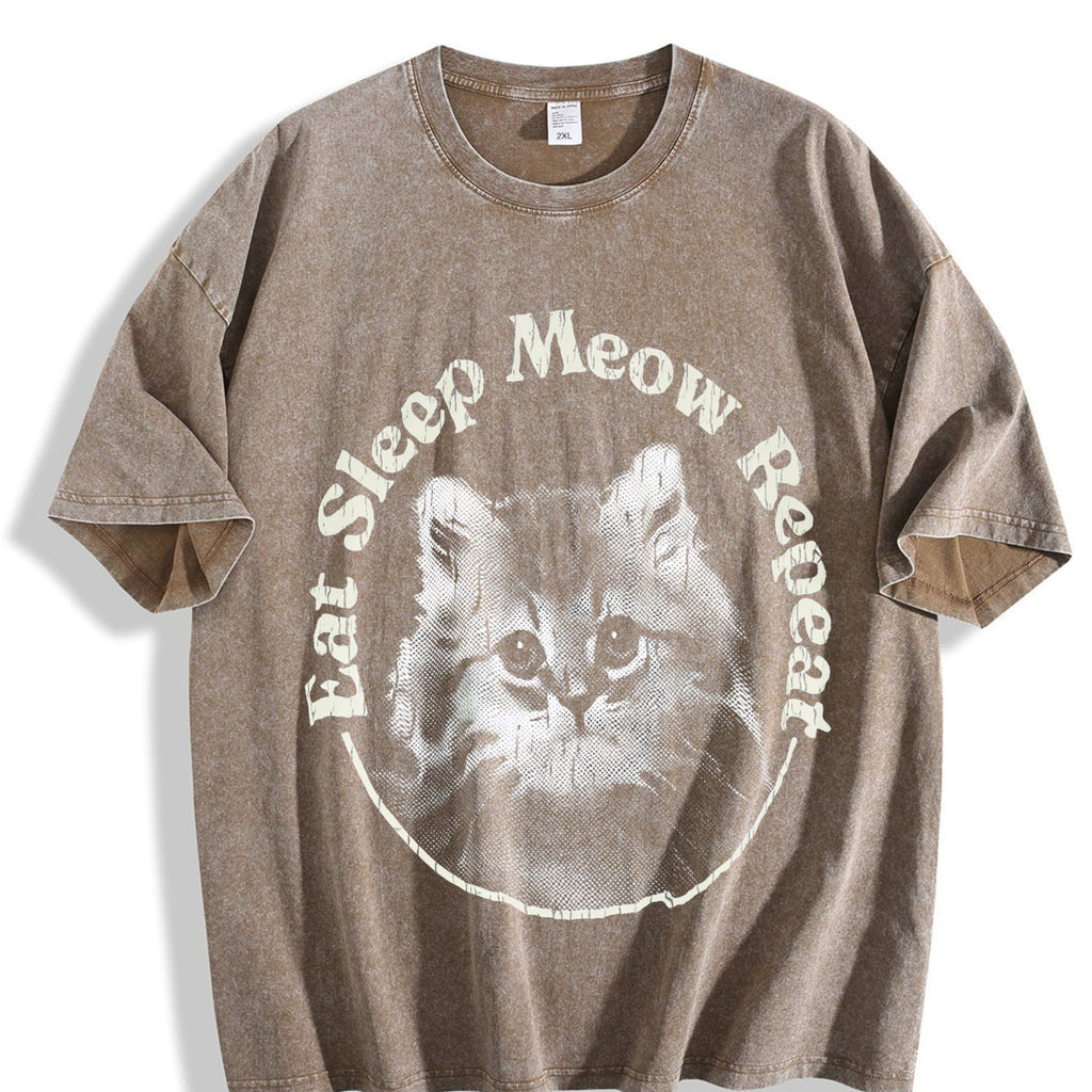 Eat Sleep Meow Repeat Funny Cute Kitten Lovers Vintage product image 3